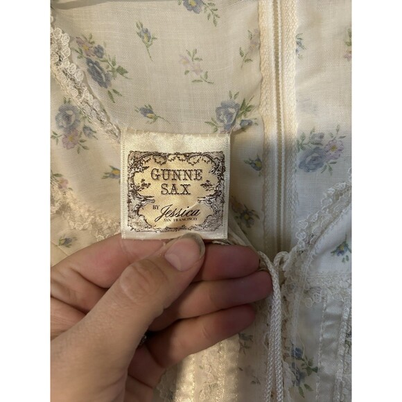 Vintage 70s Gunne Sax Cotton Cottagecore Maxi Floral Dress S Prairie Milkmaid - Picture 12 of 16